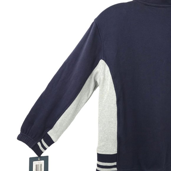 Izod Jeans Quarter Zip Pullover Sweatshirt Top Boys Size S/8 Navy Blue Gray NEW - Picture 15 of 16